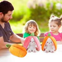 Animal de peluche de conejo de Pascua de 13,7 pulgadas, Kawaii Squishy Cute Bunny Plush, se convierte en conejo fruta muñeca zanahoria fresa almohada - details 2