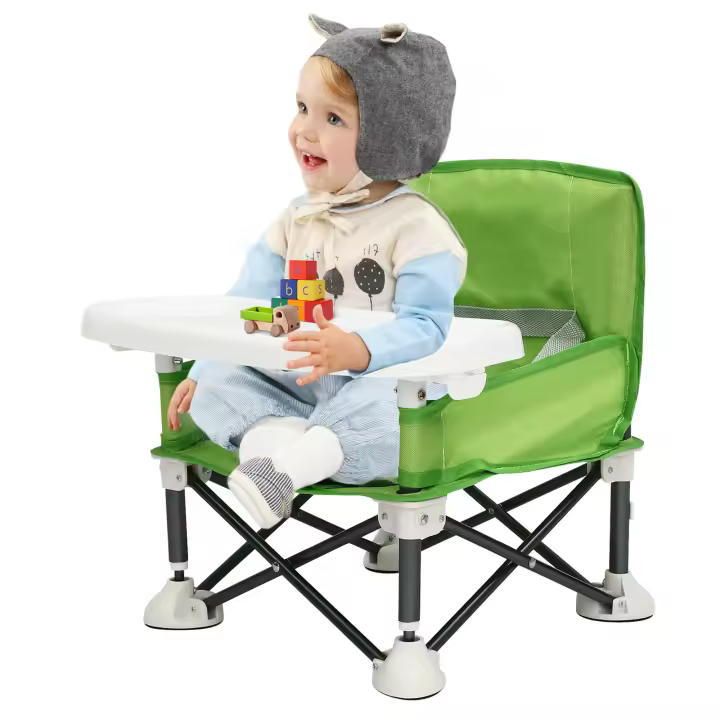 Silla Plegable para Bebé de Aleación de Aluminio Asiento de Viaje Antideslizante con Cojines Ampliados para Niños en Camping - 1