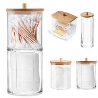 Caja removedora de Puff, organizador de maquillaje, hisopo de algodón, almacenamiento, cubierta de bambú, contenedor redondo Acrílico - details 0