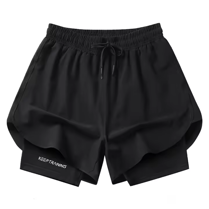 Pantalones cortos deportivos 2 en 1 para hombre, para correr rápido, gimnasio con bolsillos para exterior - 1