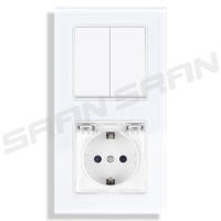 SRAN-enchufe eléctrico de pared e interruptor de luz, cubierta de toma de corriente estándar de la UE, Panel de vidrio templado - details 1