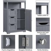 Armario de Baño de Madera Ajustable con Cajón y Estante Diseño de Doble Puerta para Sala de Estar Entrada Blanca Almacenamiento de Cocina Multiusos - details 40
