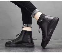 2024 Producto de diseño Zapatos de moda de tobillo británicos Botas altas de cuero de PU para hombres - details 10
