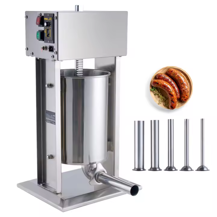 SucceBuy Embutidora de salchichas eléctrica, embutidora de carne vertical, motor, control de velocidad continuo, acero inoxidable 304 de calidad alimentaria, tubos, uso doméstico y comercial - 1