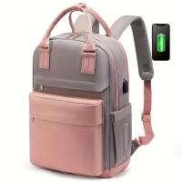 2024 Nueva Moda Mochila para Portátil de Gran Capacidad, Tela Oxford Blanca, Cierre de Cremallera, Lavado a Mano Únicamente, Bolso de Viaje de Negocios con Bolsillos Laterales y Ranura para Bolígrafos - details 9