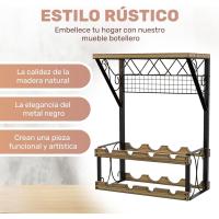 Botellero Vino Inspirador: Vinoteca 8 Botellas, Botellero de Estilo Rústico-Industrial, Garrafeira con Balda de Madera, Ideal para Amantes del Vino y Hogares con Poco Espacio - details 1