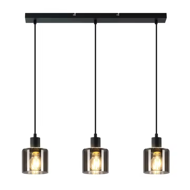 CBJKTX Lámpara Colgante de Vidrio Negro Diam.68 cm E27 Vintage 3 Bombillas Lámpara de Comedor Lámpara Industrial Retro para Sala de Estar Hotel - 1