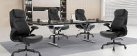 Silla de oficina ergonómica con capacidad de carga de 200 kg, silla de escritorio de cuero PU con soporte lumbar y reposabrazos abatibles, respaldo alto, para el hogar y la oficina, negro - details 1