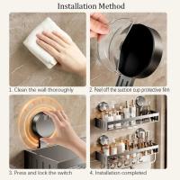 Estante de baño con ventosa de acero al carbono, estante de almacenamiento para ducha con montaje en pared sin perforaciones, soporte de carga fuerte de gran capacidad - details 9