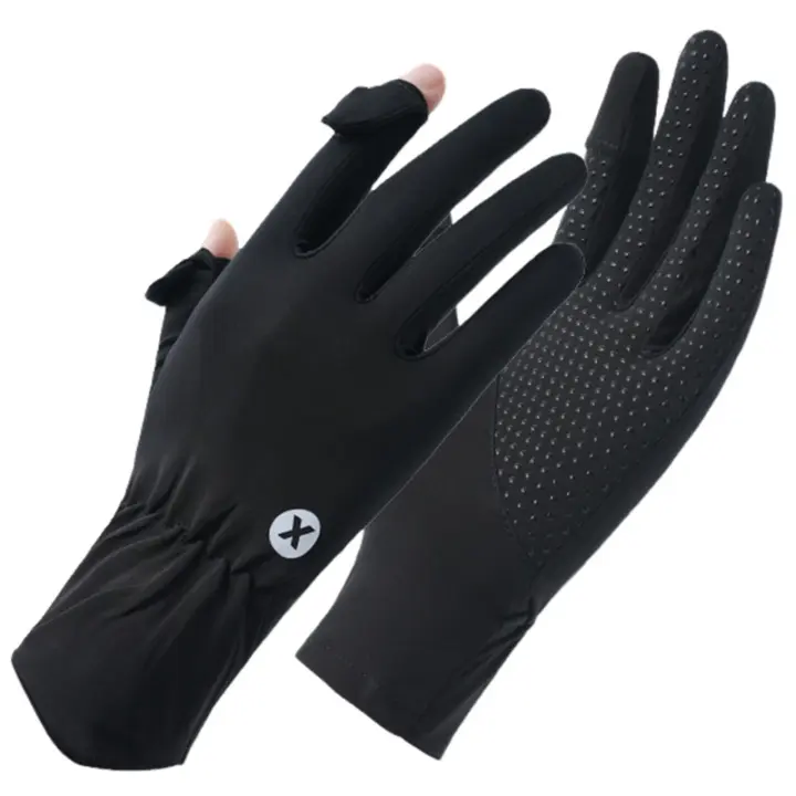 Guantes de protección solar para conducir Pantalla táctil antideslizante de seda sedosa - 1