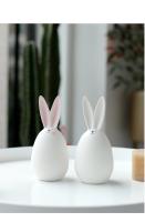 Figuritas de conejo de cerámica Kawaii, escultura de conejo de liebre, adornos de animales de jardín, decoración nórdica de Pascua para el hogar, decoración de la habitación - details 7
