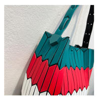 Nuevo bolso de cesta de verduras con diamantes geométricos, bolso de cubo de color de contraste de moda, bolso versátil para mujer. - details 14