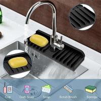 Fregadero de retención de drenaje, grifo antipulverización y de silicona, almohadilla absorbente de agua a prueba de salpicaduras, accesorios de baño y cocina - details 9