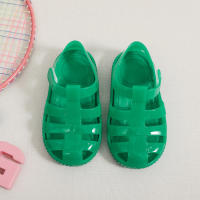 Sandalias con velcro para niños verano 2025 nuevo color sólido niños y niñas bolsa cabeza hueco suela suave bebé jalea sandalias - details 18