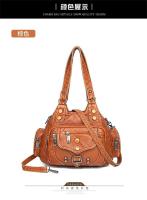 Nuevos bolsos de mujer retro europeos y americanos bolso de moda de un solo hombro oblicuo span bolso de cuero suave lavado - details 17