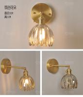 IWHD-Lámpara de pared de latón de estilo nórdico, luz creativa para espejo de baño, lectura de cabecera, candelabro de pared LED de cristal de cobre pequeño - details 0