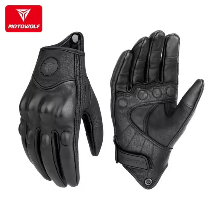 Guantes de Moto de Cuero Genuino Invierno Antiviento Táctil Protección de Articulaciones Mejor Precio Talla M-2XL Lavable - 1