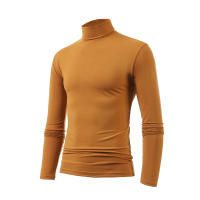 Camiseta de manga larga con cuello medio alto para hombre, Jersey informal de Color sólido, ropa interior - details 12