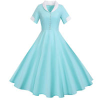 Vestido midi elegante e informal de verano para mujer, de línea A, manga corta, liso, para fiesta. - details 19