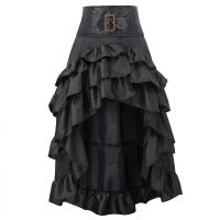 Falda de encaje Retro Steampunk para mujer, vestido Midi asimétrico, largo, Irregular, gótico, Victoriano, ribete con volantes, banquete - details 7
