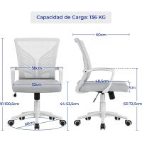 Silla de Oficina con Función de Inclinación, con Soporte Lumbar y Diseño Mariposa para Estudio, Carga Máxima 136kg, Negro - details 23