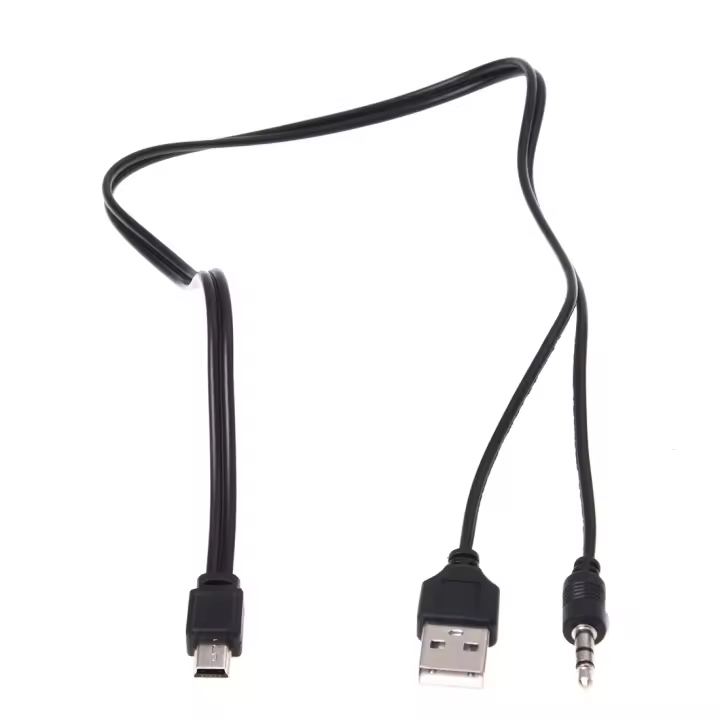 Cable de audio para altavoz portátil USB Mini de 5 pines macho Aux USB2.0 de 3,5 mm - 1