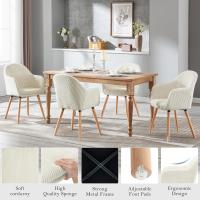 Silla de Comedor Estilo Vintage Juego de 1, Silla Cocina, Silla Nordica con Respaldo y Reposabrazos, Tela Pana, Estructura de Madera, Sillas para Tocador, Escritorio, Crema, EZS26cm-1 - details 4