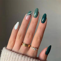 24Pcs Uñas Postizas De Póker Manicura Ballerina Removible Almendra Uñas Falsas De Decoración Para Mujeres Y Niñas Uñas Postizas De Cuchara Completo - details 34