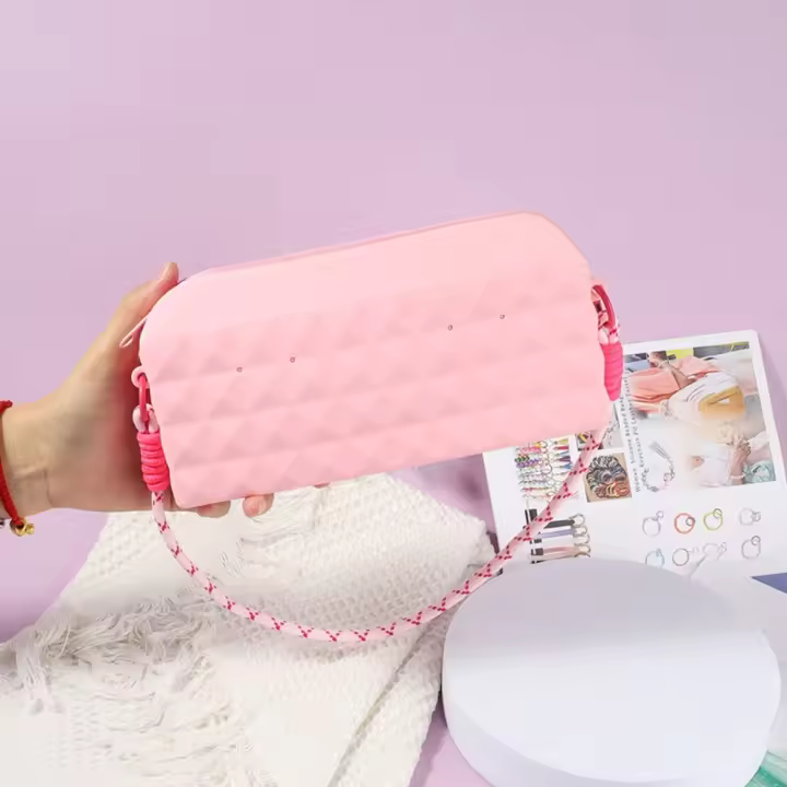 Bolsa de cosméticos de silicona portátil, bolsa de almacenamiento multifunción con cremallera y cordón, bolso impermeable para teléfono - 1