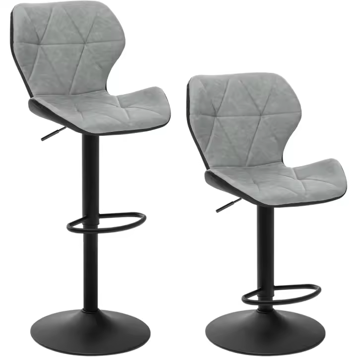 2X Taburete de Bar Cuero Sintetico Taburete Bistro Taburete Regulable en Altura Sillas Taburete Giratorio Cocina - 1