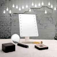 Espejo de lupa giratorio con luz LED, espejo de cristal portátil para maquillaje y afeitado - details 3