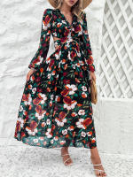 Vestido largo informal de verano para mujer, prenda de manga larga con escote en V, ahuecado en la espalda, Vintage, elegante, para fiesta en la playa, 2024 - details 15