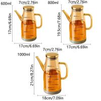 Botella de aceite de cocina de gran capacidad, vertedor sin goteo a prueba de fugas, dispensador de aceite de oliva, Base de goma recargable, recipiente para vinagrera de aceite de vidrio - details 0