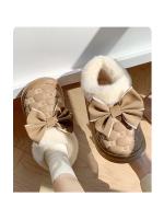 Tiendas Botines de plataforma para mujer, botines de nieve de invierno con lazo de diseñador, zapatillas mullidas para interiores, zapatos planos de casa para mujer, calzado cálido a la moda - details 6