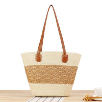 2025 nueva bolsa de mano de gran capacidad a rayas bolsa tejida a mano con textura Premium bolsa de hombro versátil para vacaciones - details 2