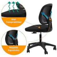 T-LoVendo Silla de Oficina Sin Reposabrazos, Soporte Lumbar, Tela de Malla, vista general.