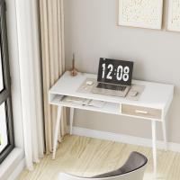 Escritorio, 110x50cm, Mesa de Ordenador, Mesa de Oficina, Mesa de Trabajo, con 1 Cajón y 1 Compartimento Abierto, Estructura de Acero, Madera, Blanco - details 0