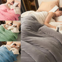 Manta de felpa de cordero grueso de doble capa, forro polar de felpa a cuadros para cama, sofá, manta de lana de Coral suave y cálida, mantas de invierno - details 1