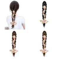 Diademas con cinta de flores para mujer, coleta larga, artefacto para el cabello de estilo coreano, peluca trenzada de boxeo sintética esponjosa - details 1