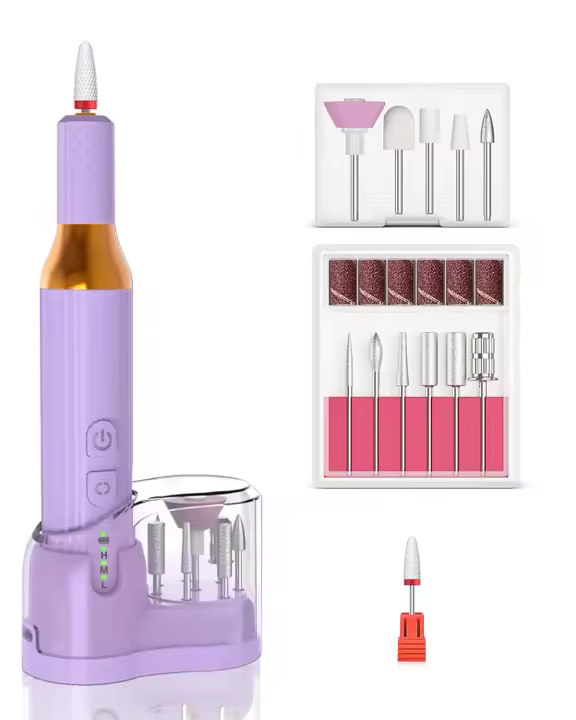 Taladro de uñas, limas eléctricas inalámbricas para uñas de gel, kit de manicura con lima electrónica, taladro recargable para mujeres, máquina profesional, amoladora acrílica - 1