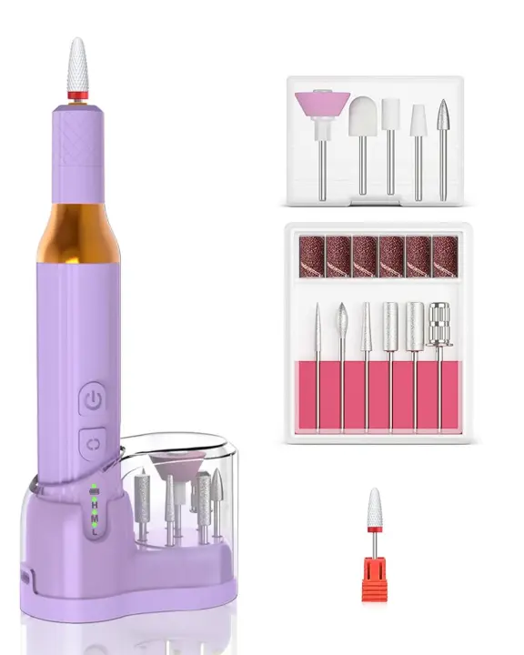 Taladro de uñas, limas eléctricas inalámbricas para uñas de gel, kit de manicura con lima electrónica, taladro recargable para mujeres, máquina profesional, amoladora acrílica - 1