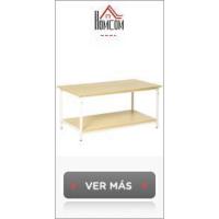 Mesa Auxiliar de Salón con Compartimento Abierto 50x50x50cm Mesa de Centro Café Blanco Lacado - details 14