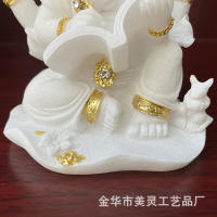 Estatua de Buda, elefante, Dios, cabeza artesanal chapada en oro indio de resina de tronco - details 8