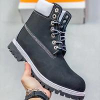 Botas amarillas grandes de piel de vaca para hombres y mujeres, modelos de pareja, botas Martin, zapatos altos impermeables para exteriores - details 3