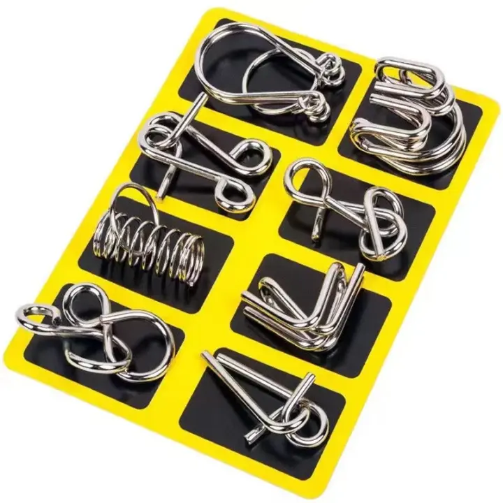 Rompecabezas de alambre de Metal para adultos, juego interactivo, juguetes educativos para aliviar el cerebro, IQ Mind, 8 piezas por juego - 1