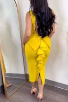 Elegante Vestido Midi con Lazo de Espalda y Volantes Perfecto para Fiestas Nocturnas, Clubes y Eventos de Moda para Mujeres - details 17