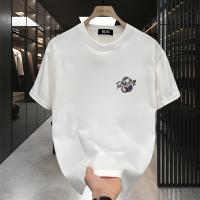 Camiseta Gráfica Oversize de Algodón Pesado Estilo Callejero Americano Casual con Arte de Auriculares y Borde Asimétrico Unisex Top para Todas las Temporadas - details 9