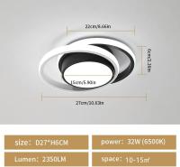 Goeco Lámpara de Techo Redonda LED 32W 2350LM Luz de Techo para Dormitorio Cocina Comedor Pasillo 6500K Material ACRYL Instalación Semi-Flush Mount Eficiencia de Energía - details 1