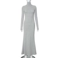 Elegante Vestido Largo con Cuello Alto Moda de Invierno Criptográfica para Mujeres - details 0