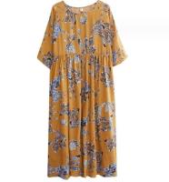 Vestido de flores de gran tamaño para mujer, falda larga informal holgada de lino y algodón Vintage, primavera y verano - details 3